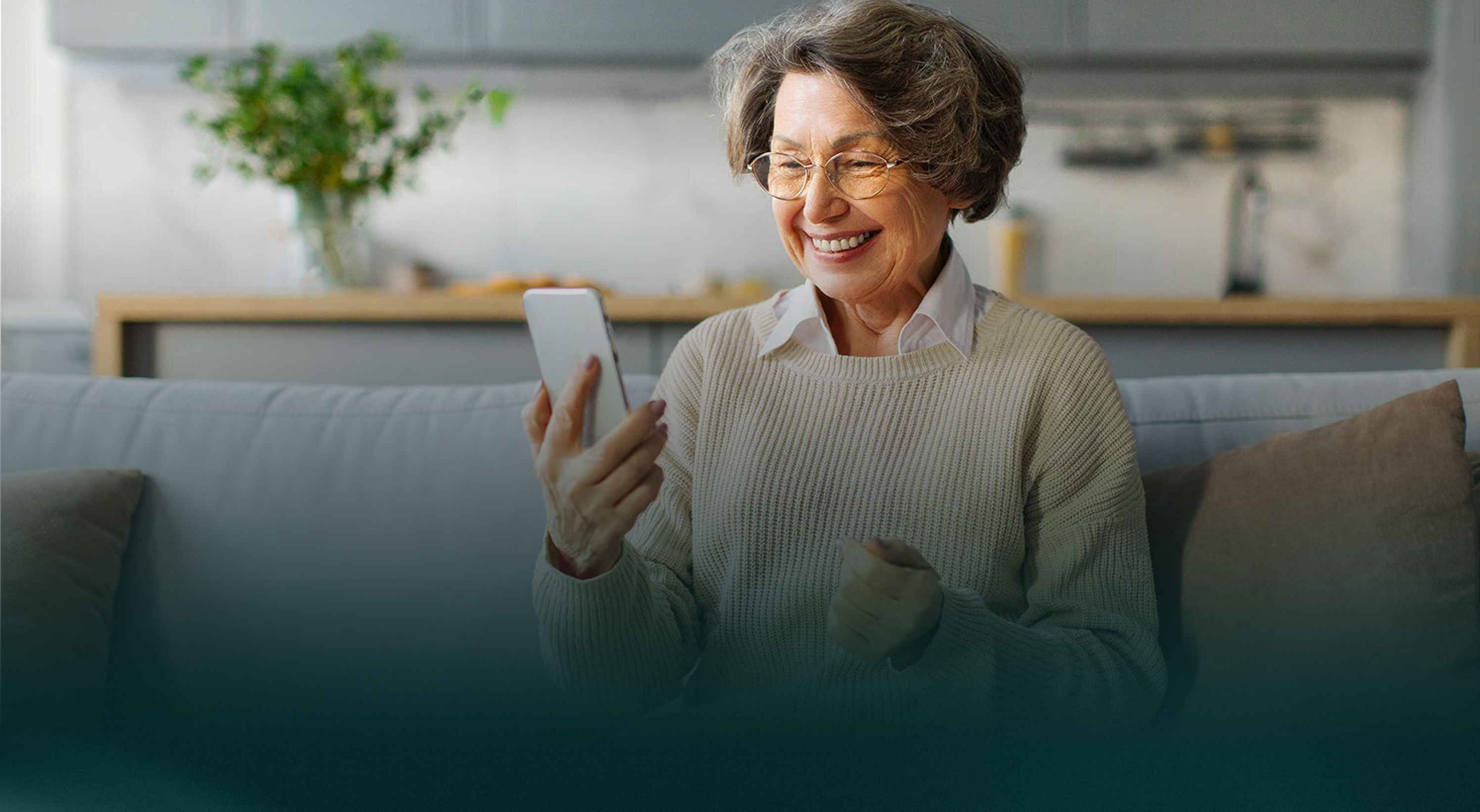 Patient using smartphone